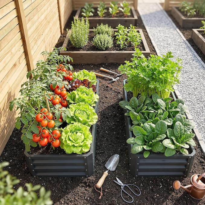 Outsunny Galvanized Raised Garden Bed, 4' x 2' x 1' Metal Planter Box, for Growing Vegetables, Flowers, Herbs, Succulents, Gray