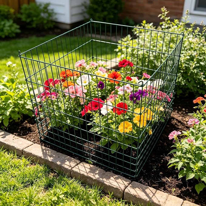Garden Wire Compost Bin 36x36x30 inches, Green, Garden Bed Fencing