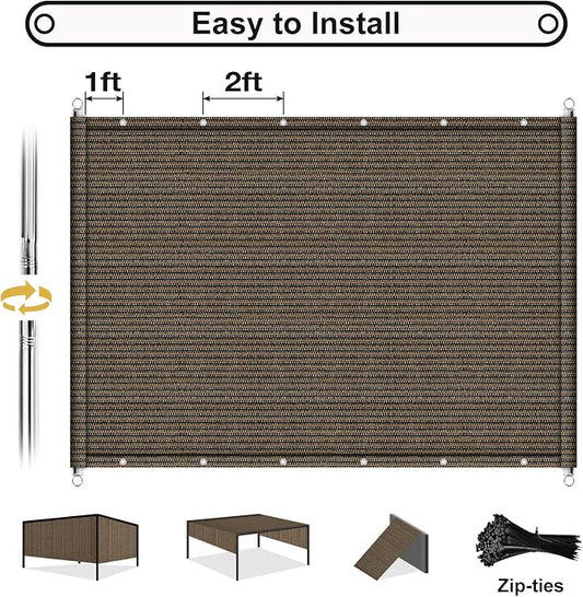 Shade&Beyond 6'x16' Pergola Shade Cover Canopy Replacement Cover, Mocha | 200GSM HDPE Privacy Shade Screen Panel with Weighted Rods & Grommets, 90% UV Block Outdoor Sun Shade Cloth for Patio Porch