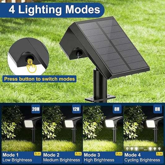 LANSOW 12 Pack Solar Spot Lights Outdoor Waterproof IP67, (90 LED/4 Modes) Solar Landscape Spotlights, 2-in-1 Solar Powered Flood Lights for Yard Garden Pathway Outside Tree, Auto ON/Off(Cool White)