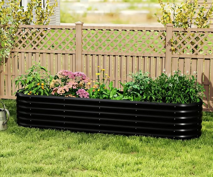 Galvanized Raised Garden Bed, Outdoor Planter Bed, Metal Planter Box for Gardening and Planting,8x2x1.5ft, Light Green