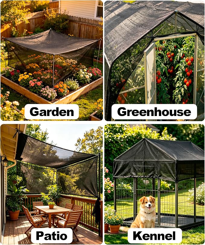 40%-50% Black Shade Cloth for Garden,10FT x 14FT Sun Block Mesh Tarp | Sun Shade Cover for Plants Cover, Greenhouse, Patio, Vegetables, Chicken Coop, Shade Net for Outdoor Protection