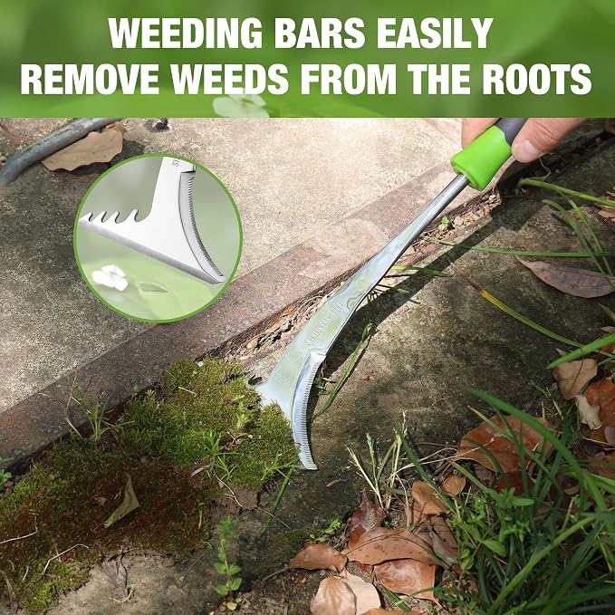 WORKPRO Crack Weeder, 12.5" Stainless Steel Crevice Weeding Tool Weeder Tool | Soft PP+TPR Handle, L-Shaped Side-Walk Weed Removal Scraper, for Garden Lawn Yard Patio Terrace Paving