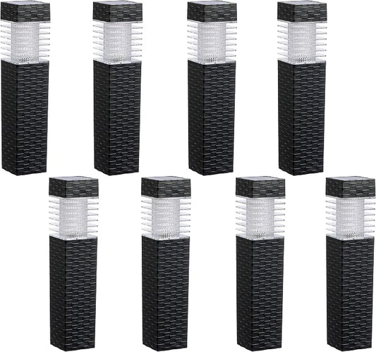 SUNNYPARK 8 Pack Solar Pathway Lights Outdoor | Rattan Style, Modern Design, Waterproof, LED Landscape Lights for Walkway, Driveway, Patio, Yard