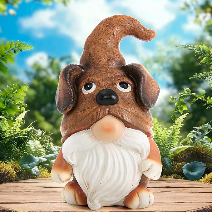 Puppy Gnome Decorations Outdoor Garden Dog Gnome Statue for Garden Decor, Front Porch Decor, Lawn, Patio Decor, Puppy Knome Nomes Gifts for Mom Grandma & Women