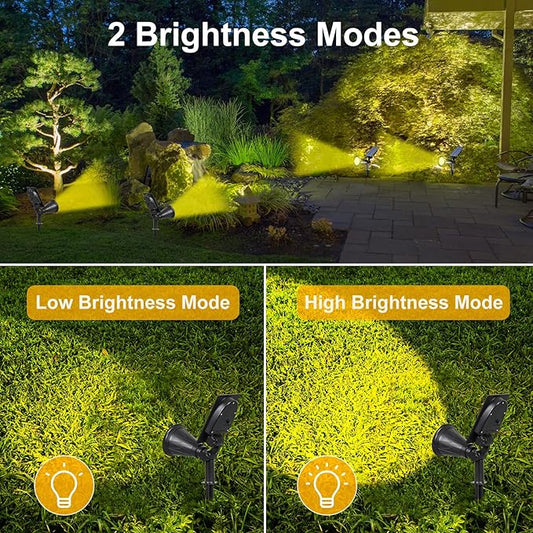 T-SUN Solar Spotlights Outdoor, 7 LED Solar Spotlights Outdoor Waterpoof, Auto Turn Off/ON Solar Landscape Spotlights for Tree, Patio, Yard, Garden, Driveway, Pool Area(Warm White- 2 Pack)