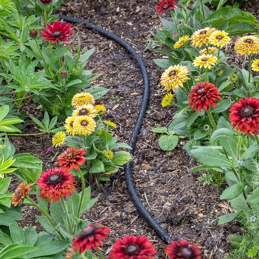 STYDDI Soaker Hose, 1/2" x 75 FT Round Rubber Garden Soaker Hose, Heavy Duty Water Seeper Soaker Hoses for Foundation Watering, Garden Beds, Garden, Lawn and Plants