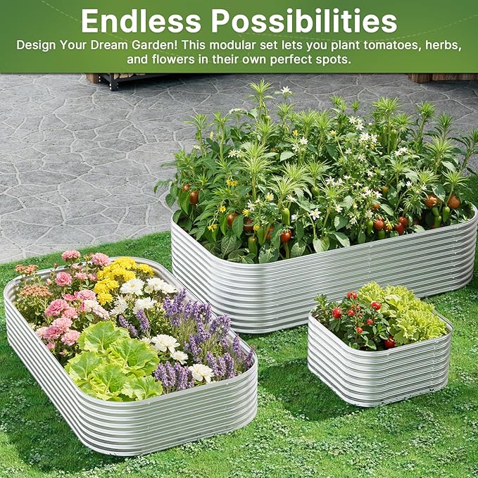 2 Pack Tall 6x3ft Galvanized Raised Garden Bed Outdoor, Metal Garden Bed for Vegetables, Above Ground Garden Box for Flower, Steel Raised Beds for Gardening