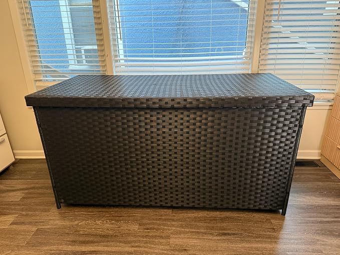 YITAHOME 260 Gallon Deck Box, XXL All-Weather Wicker Outdoor Storage Box | XXL Wicker Outdoor Storage Box, Oversized Rattan Storage Cabinet for Patio Furniture, Cushions, Pool Storage and Garden Tools