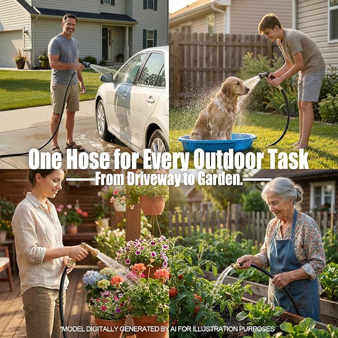 Reel Leader Hose for Garden: 10FT 5/8" Female to Female Hose with 3/4" GHT Brass Fittings - Flexible for Faucet to Reel Connection - Short Water Hose for Balcony RV Hookups and Car Washing