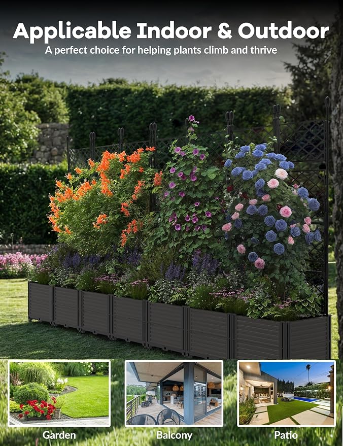 Planter Box WithTrellis,Planter Box for Climbing Plants/Vines,50x63In Garden Trellis,for Vegetables Flower, Planter Box for Backyard Patio Balcon
