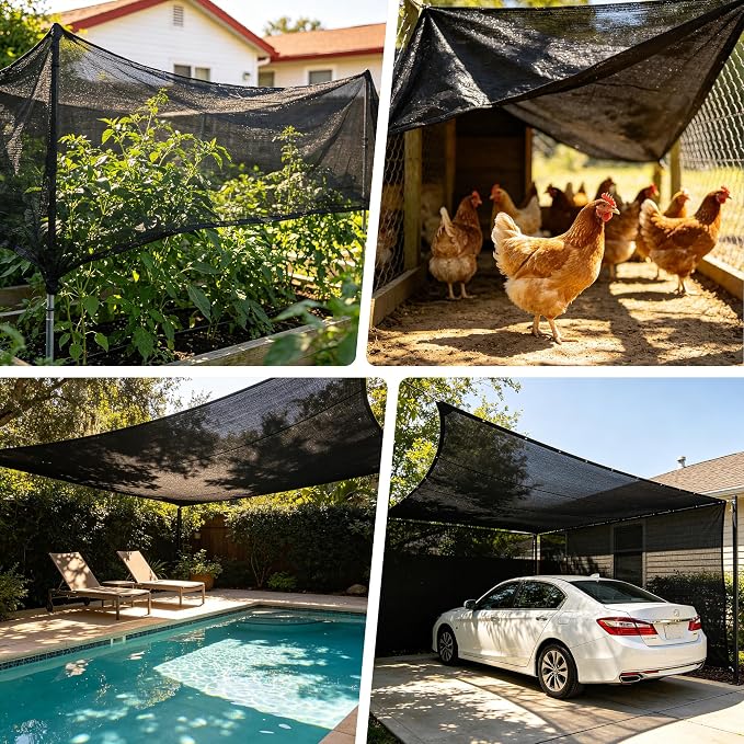 Shade Cloth, 30FT X 50FT 50% Black Outdoor Woven Sun Shade with Grommets, Durable Breathable Netting Shading Antifreezing for Patio, Garden, DIY Home, Plants Cover, Greenhouse, Dog Kennel