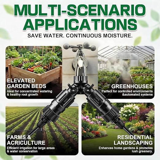 12 Pcs Drip Irrigation Kit, Included 2 Way Y Water Splitter Connector, 4 Pcs 25 PSI Garden Hose Pressure Regulator and 4 Pc 1/4 Inch Irrigation Tubing Hose Adapter for Drip Irrigate System