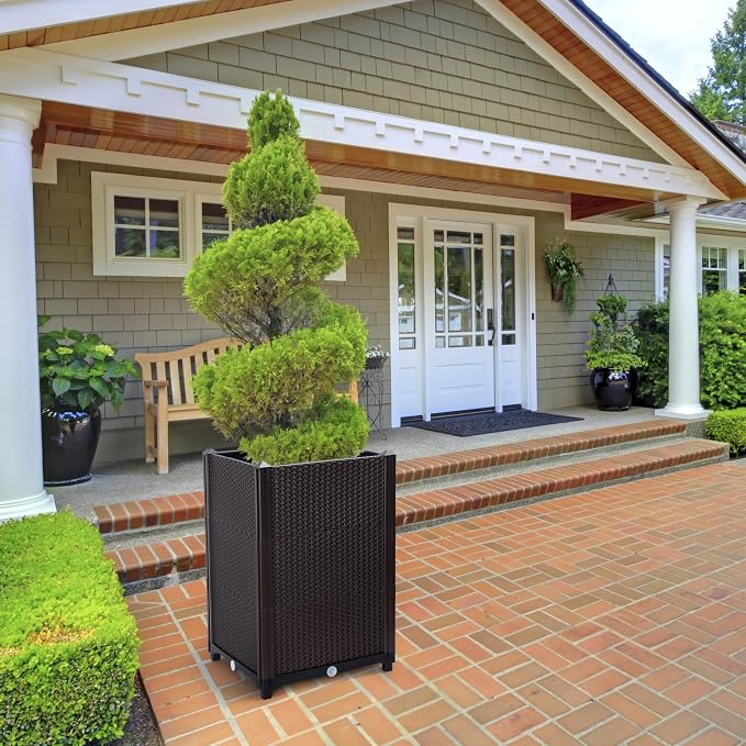 D'vine Dev Raised Patio Planter Box - Elevated Planter with Drainage Plug Raised Garden Beds for Growing Flowers, Herbs, Vegetables - Outdoor Standing Gardening Kit, Set of 3, RGB-D-3