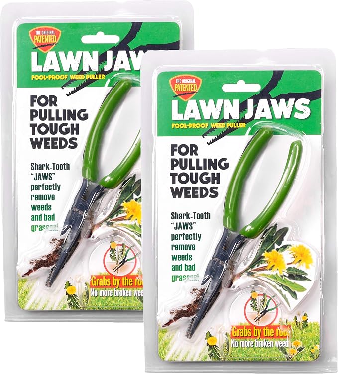 Lawn Jaws The Original Sharktooth Weed Puller Remover Weeding & Gardening Tool Weeder(2pk) -Pull from The Root Easily! Ergonomic Handheld Weeding Tool for Spring Summer Cleaning, For All Age Gardeners