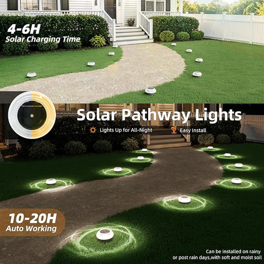 VOLISUN Mini Solar Pathway Lights Outdoor,3 Pack Flat Solar Ground Lights,IP67 Waterproof Solar Powered Disc Lights,Landscape Lighting for Garden Yard Walkway Luces Patio Driveway,Cool White