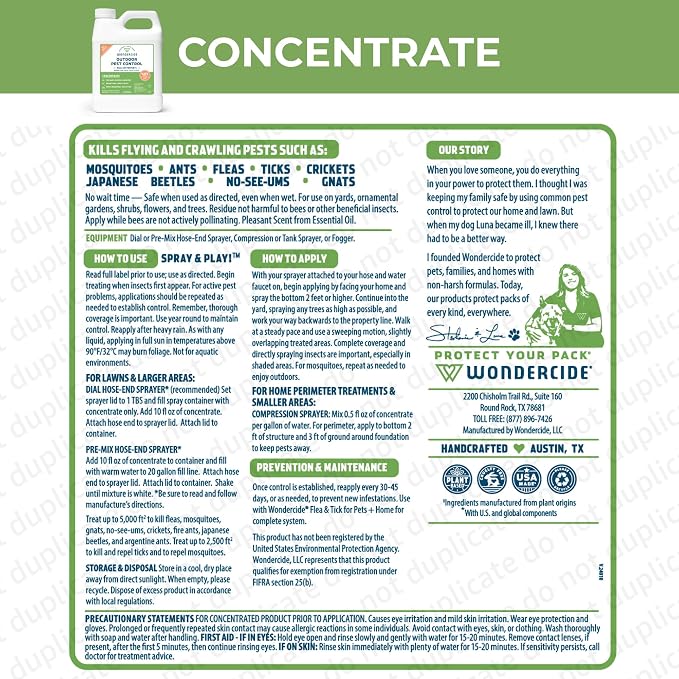 Wondercide - Mosquito Yard Spray Refill Starter Kit - Insect Killer and Repellent - Powered by Natural Essential Oils - Lawn Treatment for Pest Control - 32 oz Ready to Use and 16 oz Concentrate
