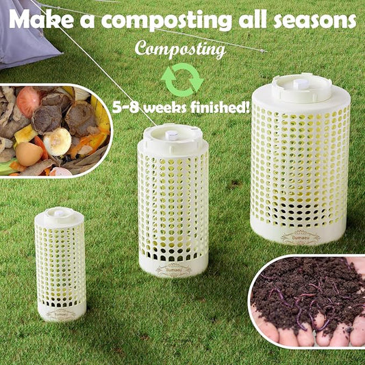 Underground Worm Farm, Garden Mini vermicomposting bin for use in Outdoor Gardening from Kitchen Food Waste, with Holes and lid11.81IN+10.23IN+8.38IN(3PC)