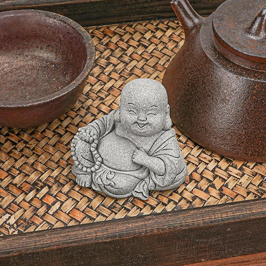 Mini Buddha Statue for Zen Garden Decor - Chinese Style Small Buddha Figurine for Indoor Outdoor Decoration, Meditation Decor for Desk, Patio, Lawn & Home Accent
