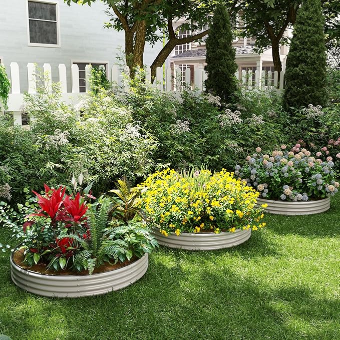 ZFHgarden Galvanized Metal Planter Raised Garden Bed Kit for Gardening Outdoor Garden Box Raised Flower Bed 2PC Gray 4X2X1FT