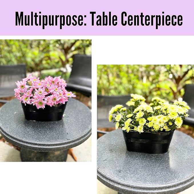 LaLaGreen Planter Boxes Outdoor (3 Pack, 9.8 Inch) Small and Cute Black Metal Iron Hanging Flower Pots Deck Railings Fence Modern Garden Boho Style Wall Mount Window Box Plant Holder Porch Decor