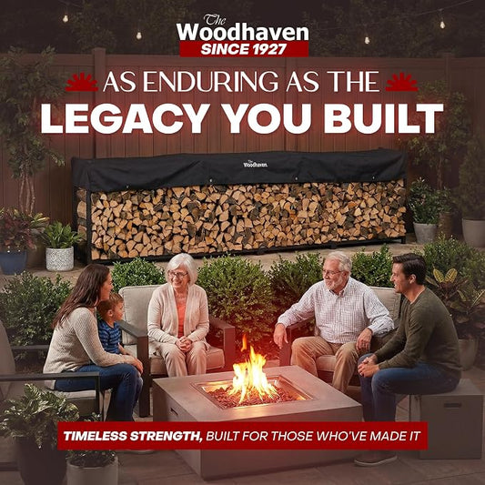 Woodhaven Black Large Outdoor Firewood Rack (16 Foot, With Cover)