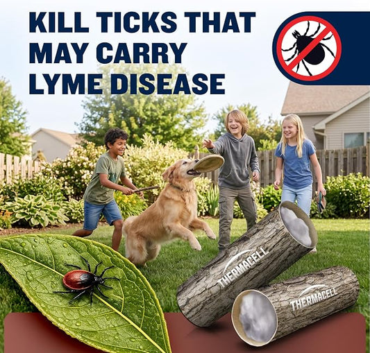 Thermacell Tick Control Tubes; 24 Per Box; No Spray, Easy-to-Use; Kills Ticks That May Carry Lyme Disease; Place in Backyard, Gardens or Wooded Areas Twice a Year; Won't Harm Kids, Pets or Environment