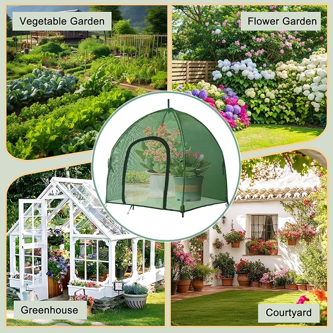 4.3*4.3*3FT Shade Mesh Plant Tent Cover 100 GSM Heavy-Duty Garden Net Cage with Fiberglass Poles & Zipper Door, Multi Sizes with Ground Stakes for Raised Bed Seedling Flower Vegetable Planting