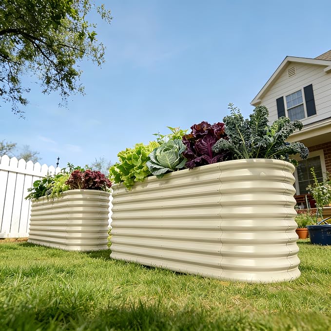 30" Extra Tall Galvanized Raised Garden Bed, 6x2x2.5 ft Metal Planters for Outdoor Plants, Heavy Duty Flower Bed Deep Root for Vegetable, Garden Bed Outdoor Large Planter Box - Sand Beige