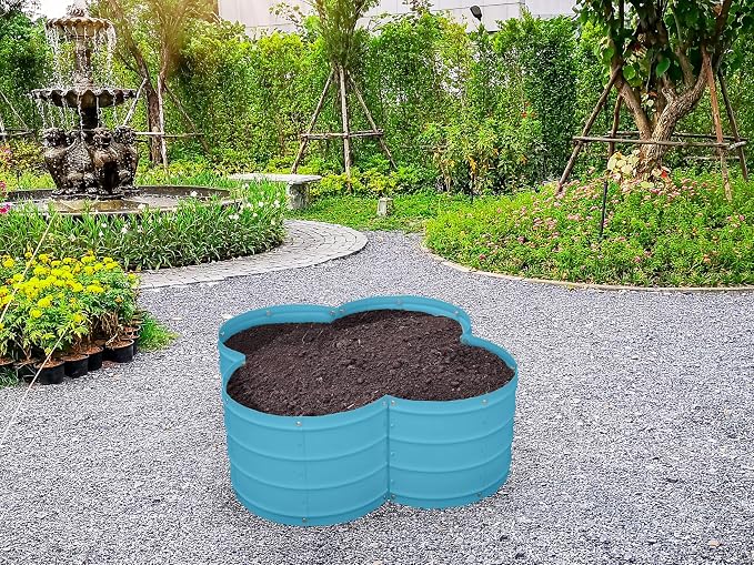 Plant & Plot Galvanized Raised Garden Beds Outdoor // 3×3×1 ft Planter Raised Beds for Gardening, Vegetables, Flowers // Large Metal Garden Box (Teal) // Patented Tool-Free Design