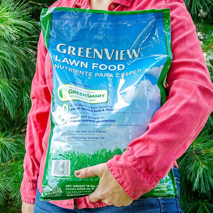 GreenView Lawn Food 16 lb. Bag, Covers 5,000 sq. ft. | 22-0-4 NPK formula - Restores soil nutrients - 8 weeks continuous feeding