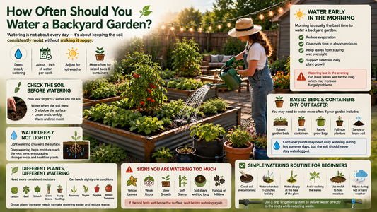 Learn how often to water a backyard garden with simple tips for soil moisture, raised beds, containers, vegetables, herbs, and beginner-friendly garden care.