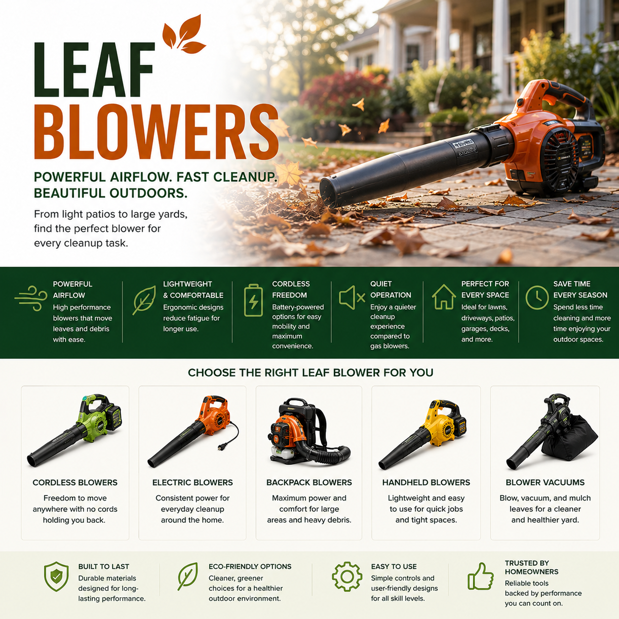 Cordless leaf blowers for backyard cleanup, lawn maintenance, outdoor debris removal, and powerful yard care equipment