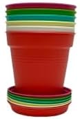 Mintra Garden Pots, 6 Pack Bulk Plastic Plant Pots with Drainage Tray, Round Indoor & Outdoor Decorative Planters with Drain Holes for Flowers, Herbs & Plants, 11cm Diameter – Assorted Pastel, 4.3 in