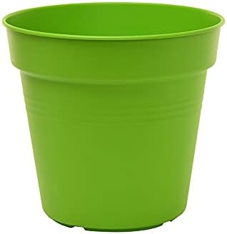 Mintra Garden Pots, 4 Pack Bulk Plastic Plant Pots with Drainage Tray, Round Indoor & Outdoor Decorative Planters with Drain Holes for Flowers, Herbs & Plants, 17cm Diameter – Light Green, 6.6 in