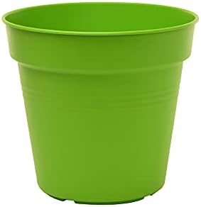 Mintra Garden Pots, 4 Pack Bulk Plastic Plant Pots with Drainage Tray, Round Indoor & Outdoor Decorative Planters with Drain Holes for Flowers, Herbs & Plants, 15cm Diameter – Light Green, 5.9 in