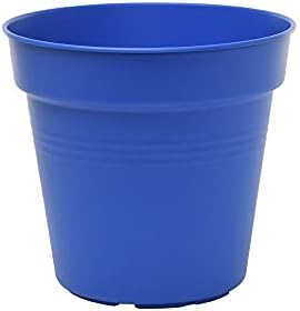 Mintra Garden Pots, 4 Pack Bulk Plastic Plant Pots with Drainage Tray, Round Indoor & Outdoor Decorative Planters with Drain Holes for Flowers, Herbs & Plants, 15cm Diameter – Blue, 5.9 in