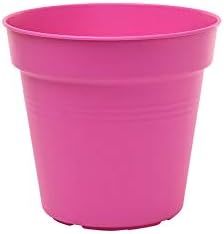 Mintra Garden Pots, 4 Pack Bulk Plastic Plant Pots with Drainage Tray, Round Indoor & Outdoor Decorative Planters with Drain Holes for Flowers, Herbs & Plants, 11cm Diameter – Fuchsia, 4.3 in
