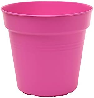 Mintra Garden Pots, 4 Pack Bulk Plastic Plant Pots with Drainage Tray, Round Indoor & Outdoor Decorative Planters with Drain Holes for Flowers, Herbs & Plants, 17cm Diameter – Fuchsia, 6.6 in