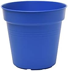 Mintra Garden Pots, 4 Pack Bulk Plastic Plant Pots with Drainage Tray, Round Indoor & Outdoor Decorative Planters with Drain Holes for Flowers, Herbs & Plants, 11cm Diameter – Blue, 4.3 in