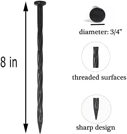 Landscape Anchoring Spikes, 25PCS 8 Inch Spiral Plastic Landscape Spikes for Garden Lawn Yard, Paver, Weed Barrier, Artificial Turf (8in -25 Count)
