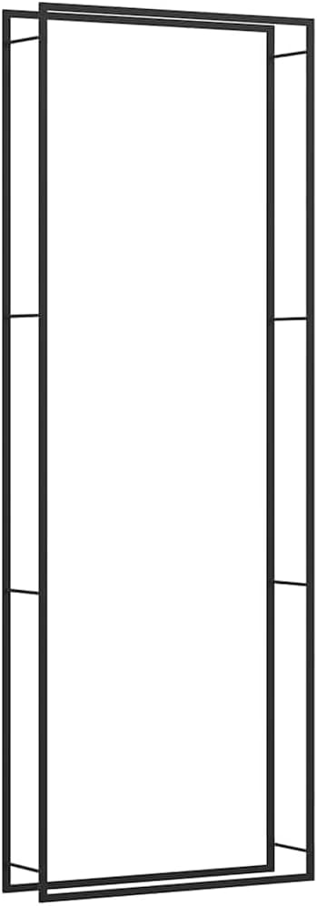 vidaXL Firewood Rack, Fire Log Stand Stacker Holder for Fireplace, Outdoor Indoor Metal Wood Pile Storage Organizer, Matt Black Steel