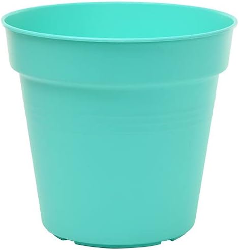 Mintra Garden Pots, 4 Pack Bulk Plastic Plant Pots with Drainage Tray, Round Indoor & Outdoor Decorative Planters with Drain Holes for Flowers, Herbs & Plants, 13cm Diameter – Teal, 5 in