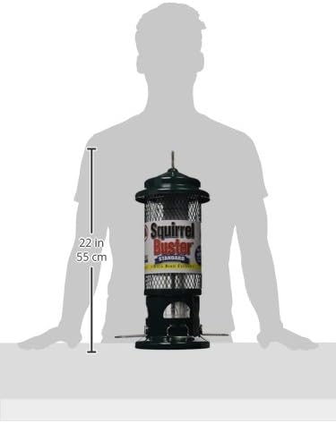 Squirrel Buster Standard Squirrel-proof Bird Feeder w/4 Metal Perches, 1.3-pound Seed Capacity, garden green | 1.3 Lb Capacity, 4 Metal Perches, Weight-Adjustable Closing, Chew-Proof, Uv-Resistant, Easy-Clean Design