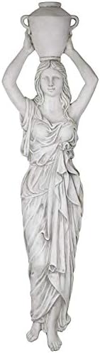 Design Toscano Dione the Divine Greek Water Woman Indoor/Outdoor Wall Frieze Sculpture, 61 inches tall, Cast Stone Resin, Antique Stone Finish