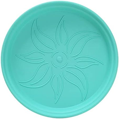 Mintra Garden Pots, 4 Pack Bulk Plastic Plant Pots with Drainage Tray, Round Indoor & Outdoor Decorative Planters with Drain Holes for Flowers, Herbs & Plants, 19cm Diameter – Teal, 7.5 in