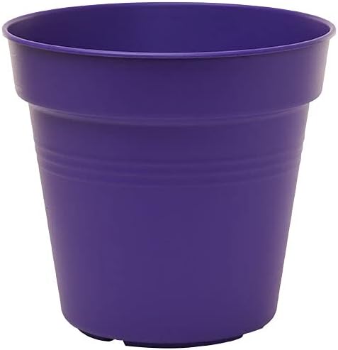 Mintra Garden Pots, 4 Pack Bulk Plastic Plant Pots with Drainage Tray, Round Indoor & Outdoor Decorative Planters with Drain Holes for Flowers, Herbs & Plants, 13cm Diameter – Purple, 5 in