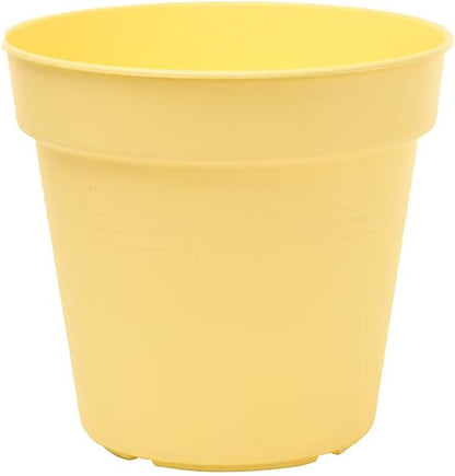 Mintra Garden Pots, 4 Pack Bulk Plastic Plant Pots with Drainage Tray, Round Indoor & Outdoor Decorative Planters with Drain Holes for Flowers, Herbs & Plants, 17cm Diameter – Yellow, 6.6 in