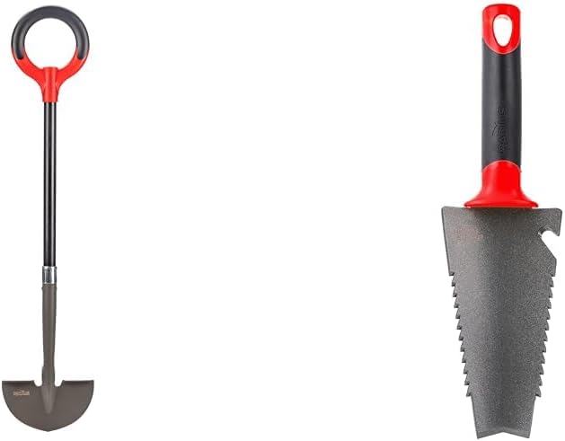 Pro-Lite Ergonomic Carbon Steel Edger, Root Slayer Trowel, Red Gardening Tools (25611, 16011)