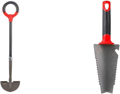 Pro-Lite Ergonomic Carbon Steel Edger, Root Slayer Trowel, Red Gardening Tools (25611, 16011)